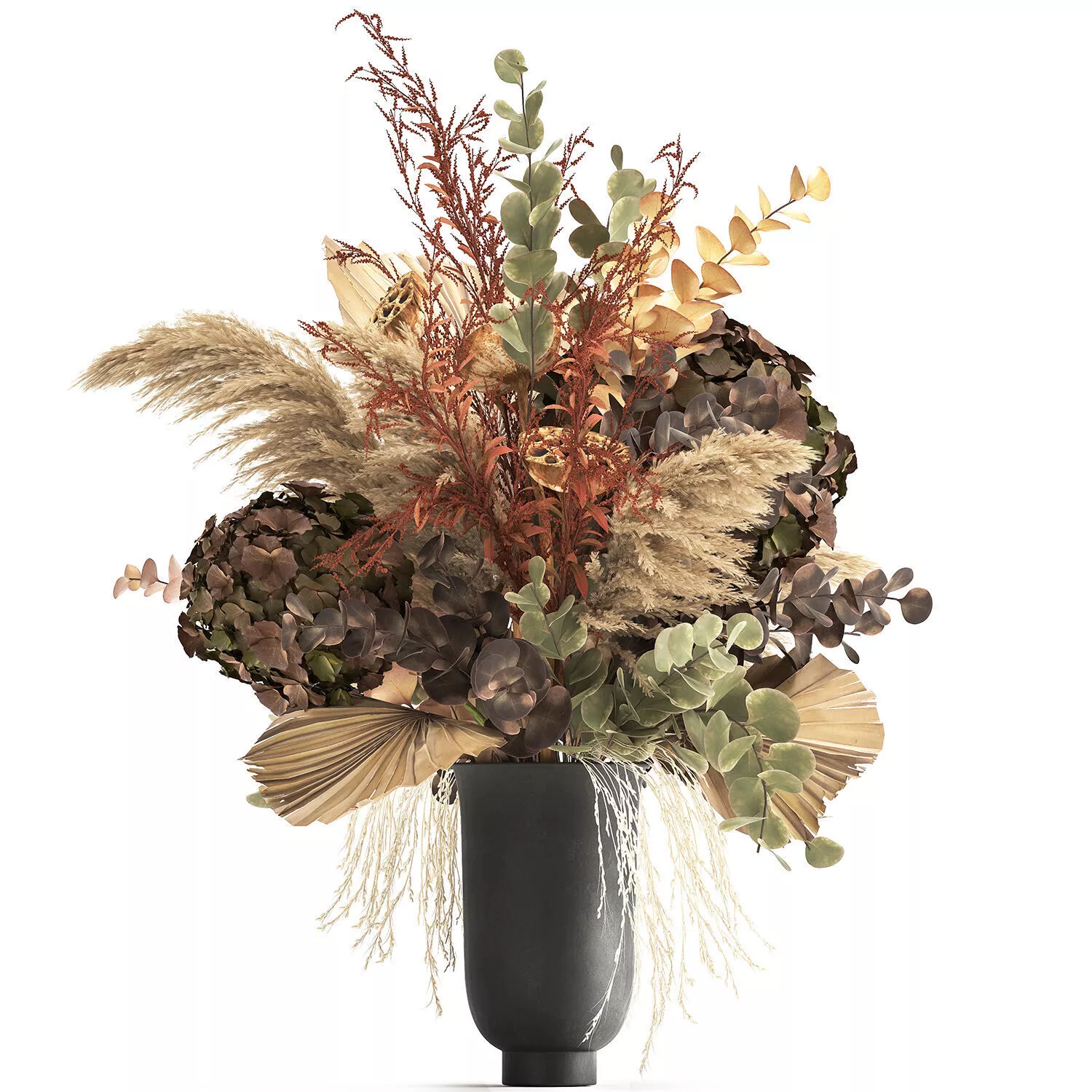 Bouquet of dried flowers in a vase 160 3D model