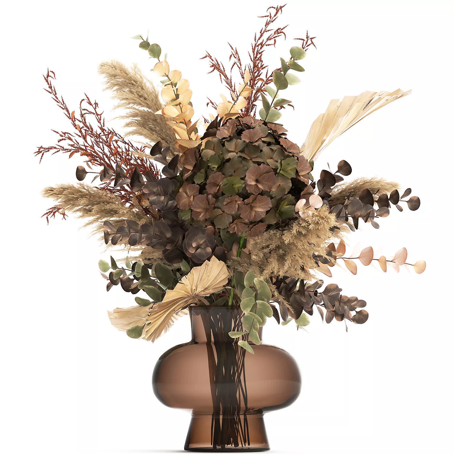 Bouquet of dried flowers in a vase 161 3D model