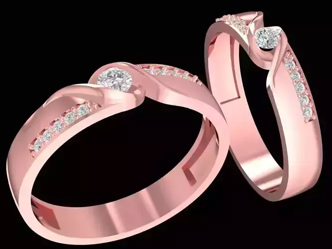 Modern Couple Diamond Ring Set 2521