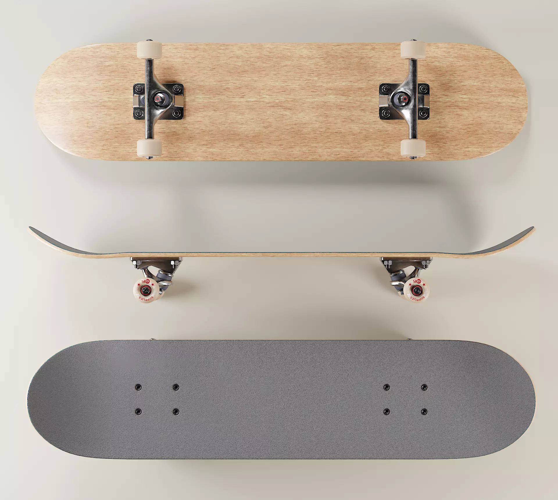 Skateboard - 3D files and Mockup Low-poly 3D model_0