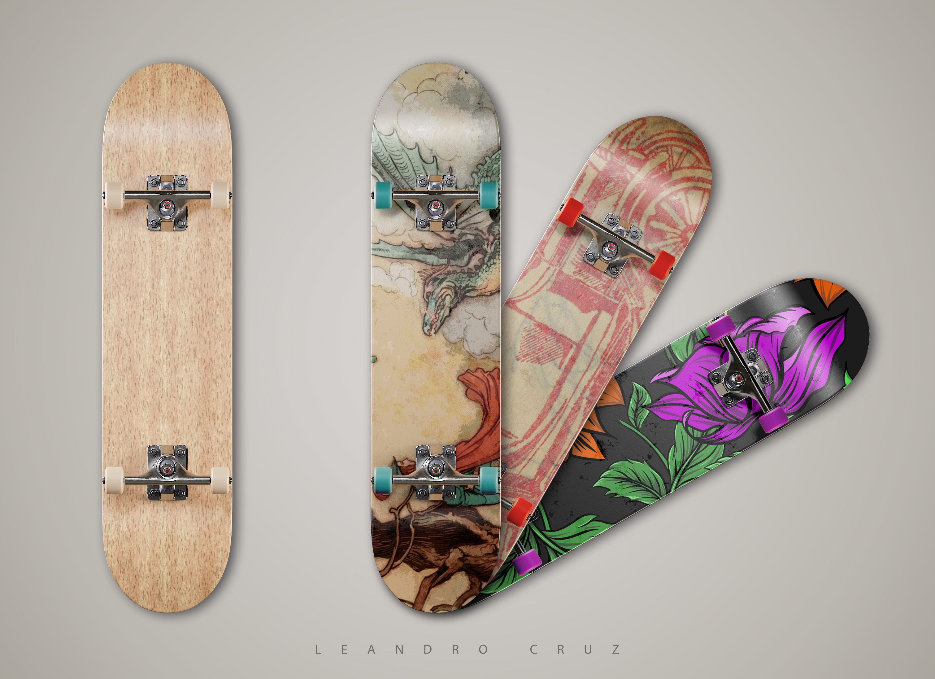 Skateboard - 3D files and Mockup Low-poly 3D model_4