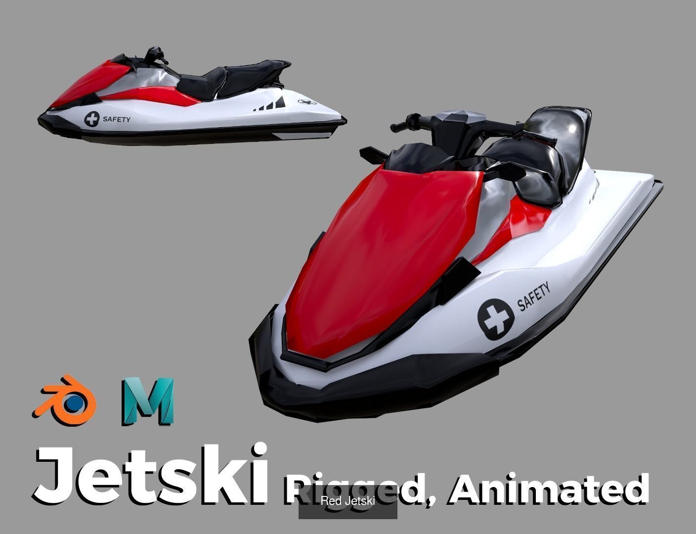 5 Color Jetski Low-poly 3D model 3D Model Collection_8