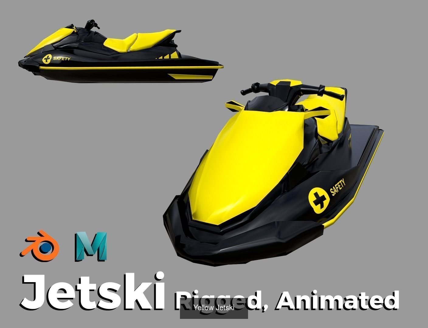 5 Color Jetski Low-poly 3D model 3D Model Collection_10