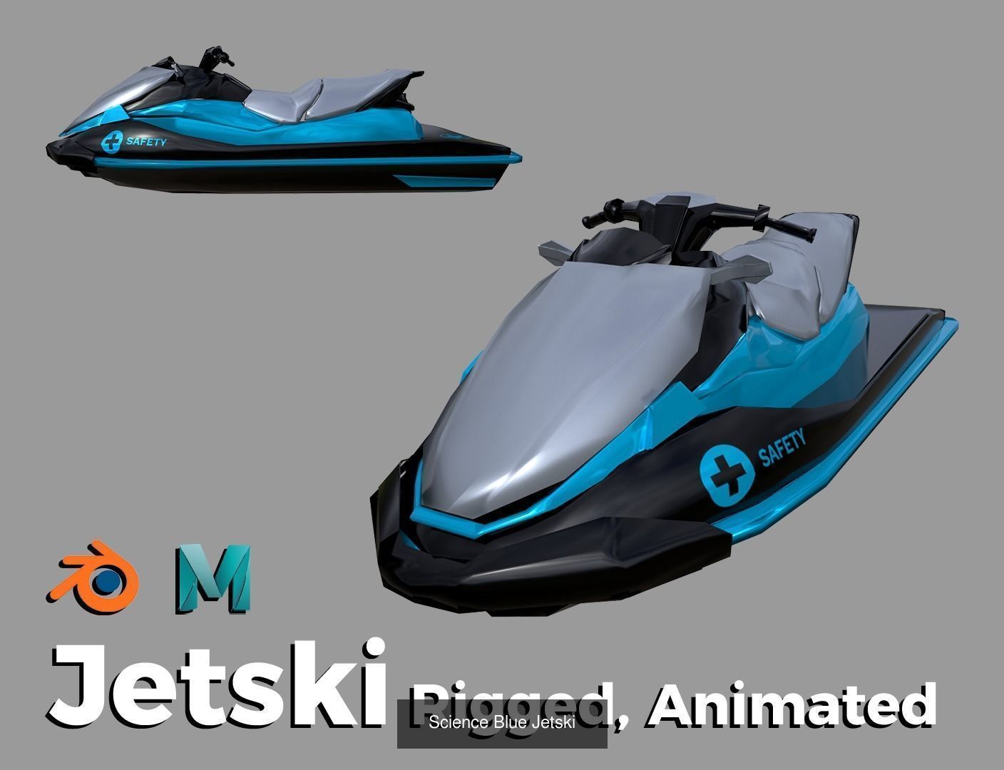 5 Color Jetski Low-poly 3D model 3D Model Collection_11