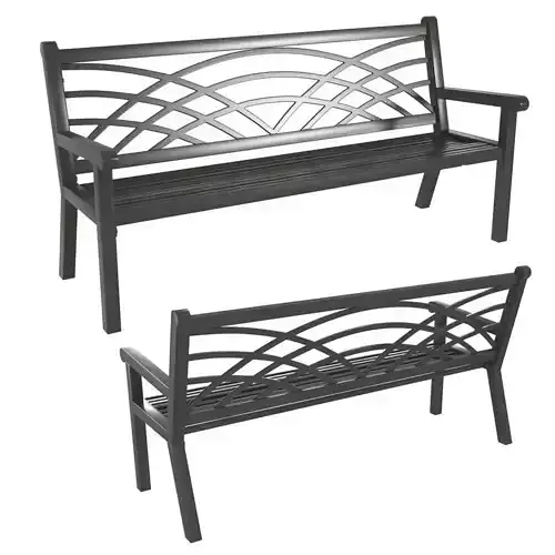 Du mor metal street bench in dark grey finish 3D model