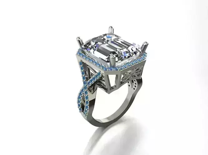 Emerald Cut Halo ring   356