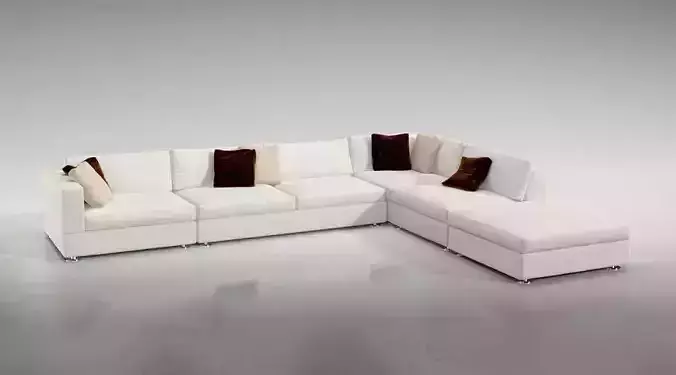 White L Shaped Sofa 3D model