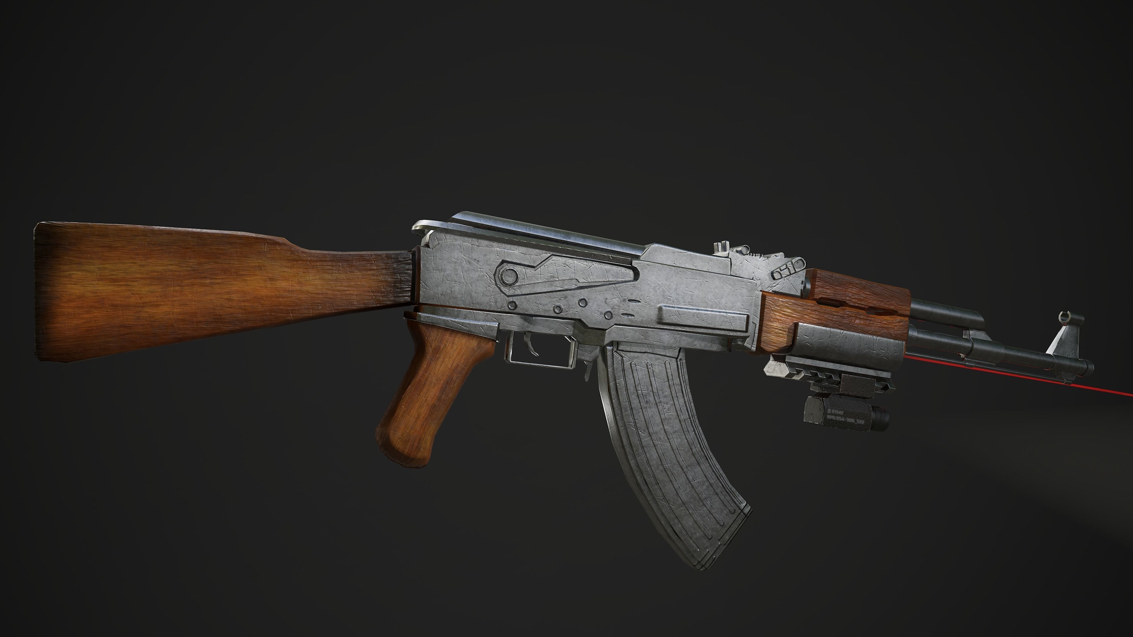AK-47 rifle Low-poly 3D model_4