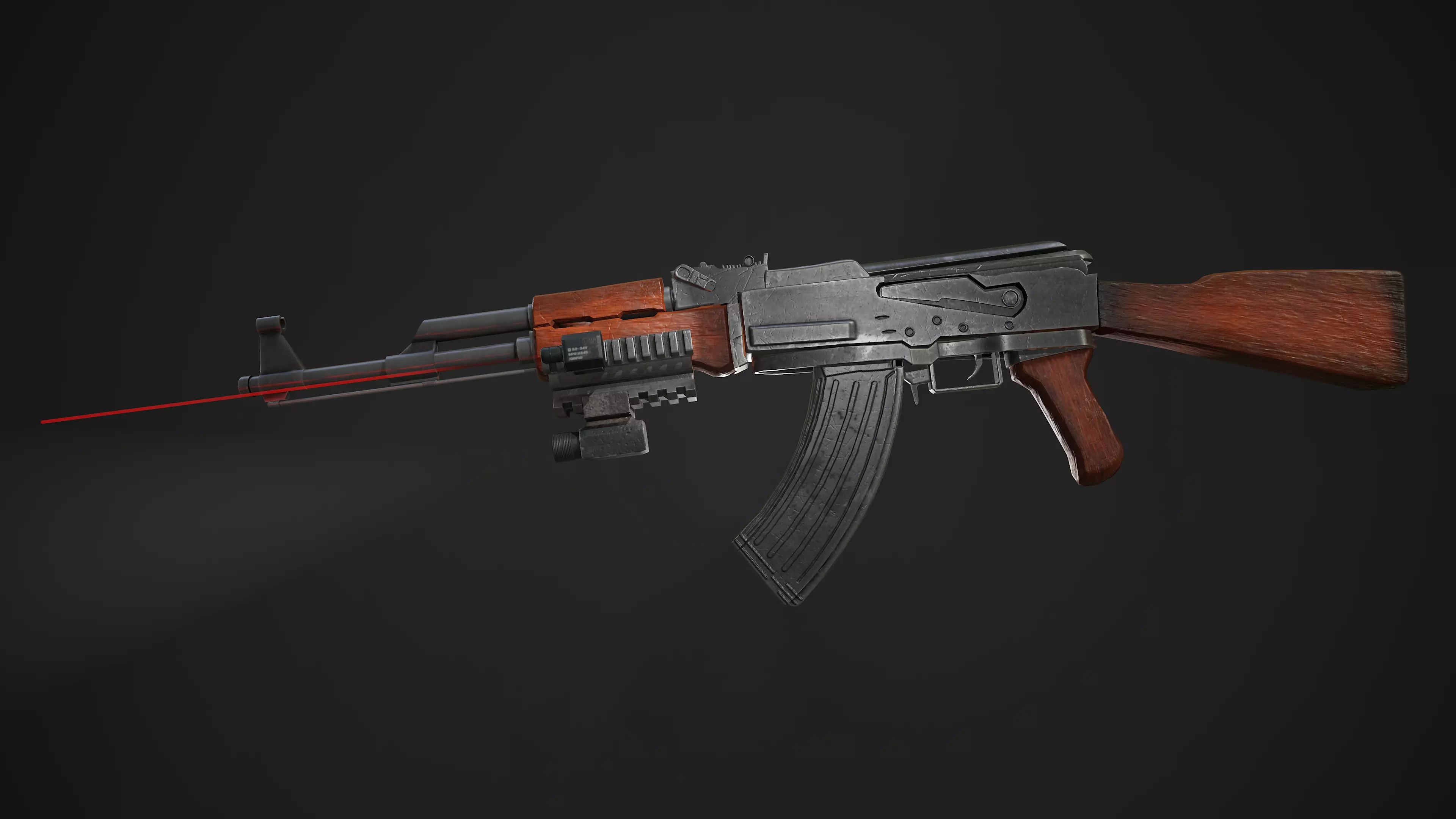 AK-47 rifle Low-poly 3D model_0