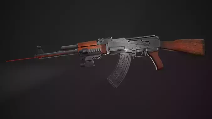 AK-47 rifle Low-poly 3D model
