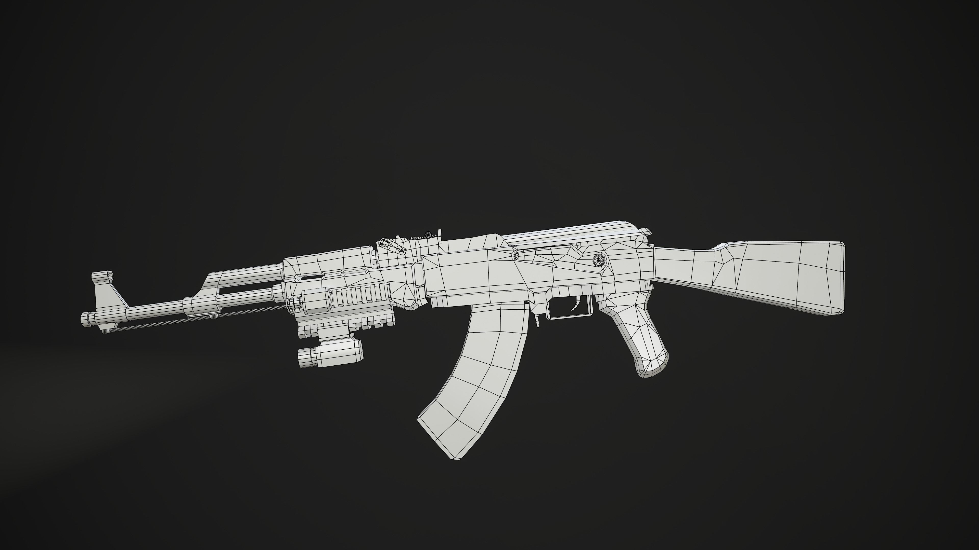 AK-47 rifle Low-poly 3D model_10
