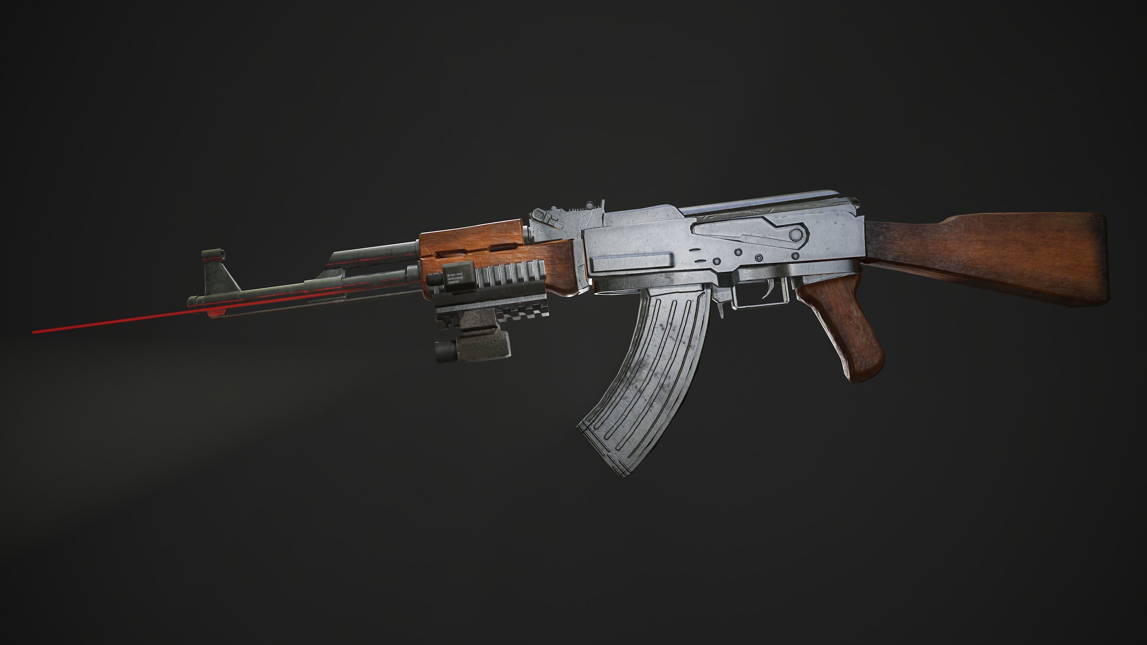 AK-47 rifle Low-poly 3D model_1