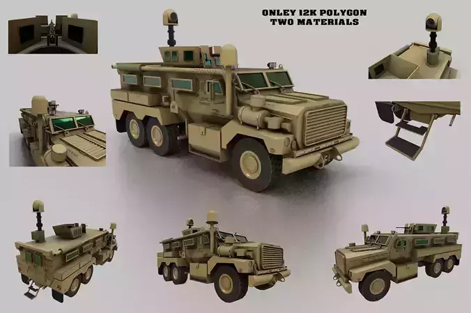 Cougar 6x6 MRAP Low-poly 3D model