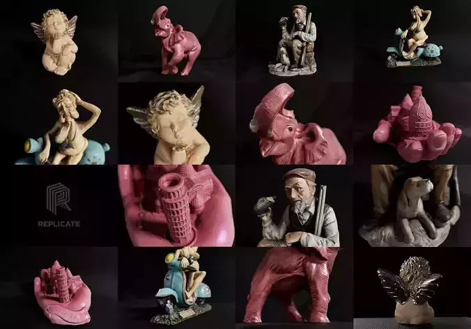 Kitsch Statues Pack 3D Model Collection