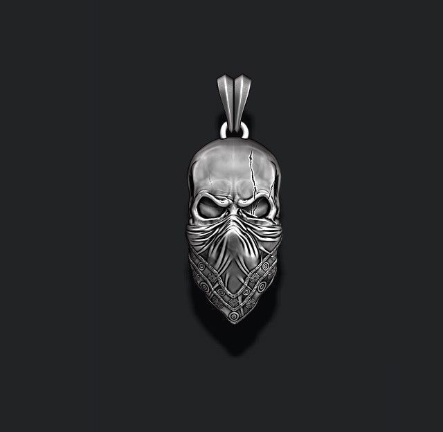 Skull with handkerchief pendant 3D print model_6