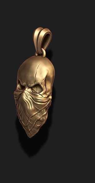 Skull with handkerchief pendant 3D print model_8