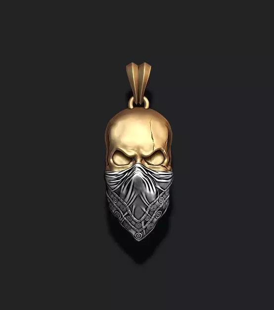Skull with handkerchief pendant 3D print model_0