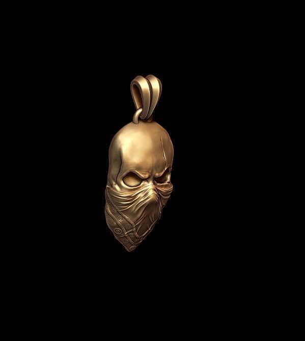 Skull with handkerchief pendant 3D print model_7