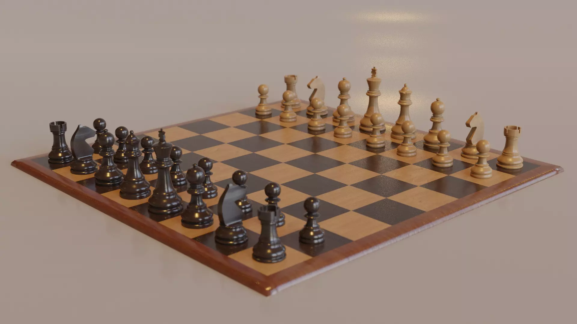Chess Game Board and Pieces 3D model_0