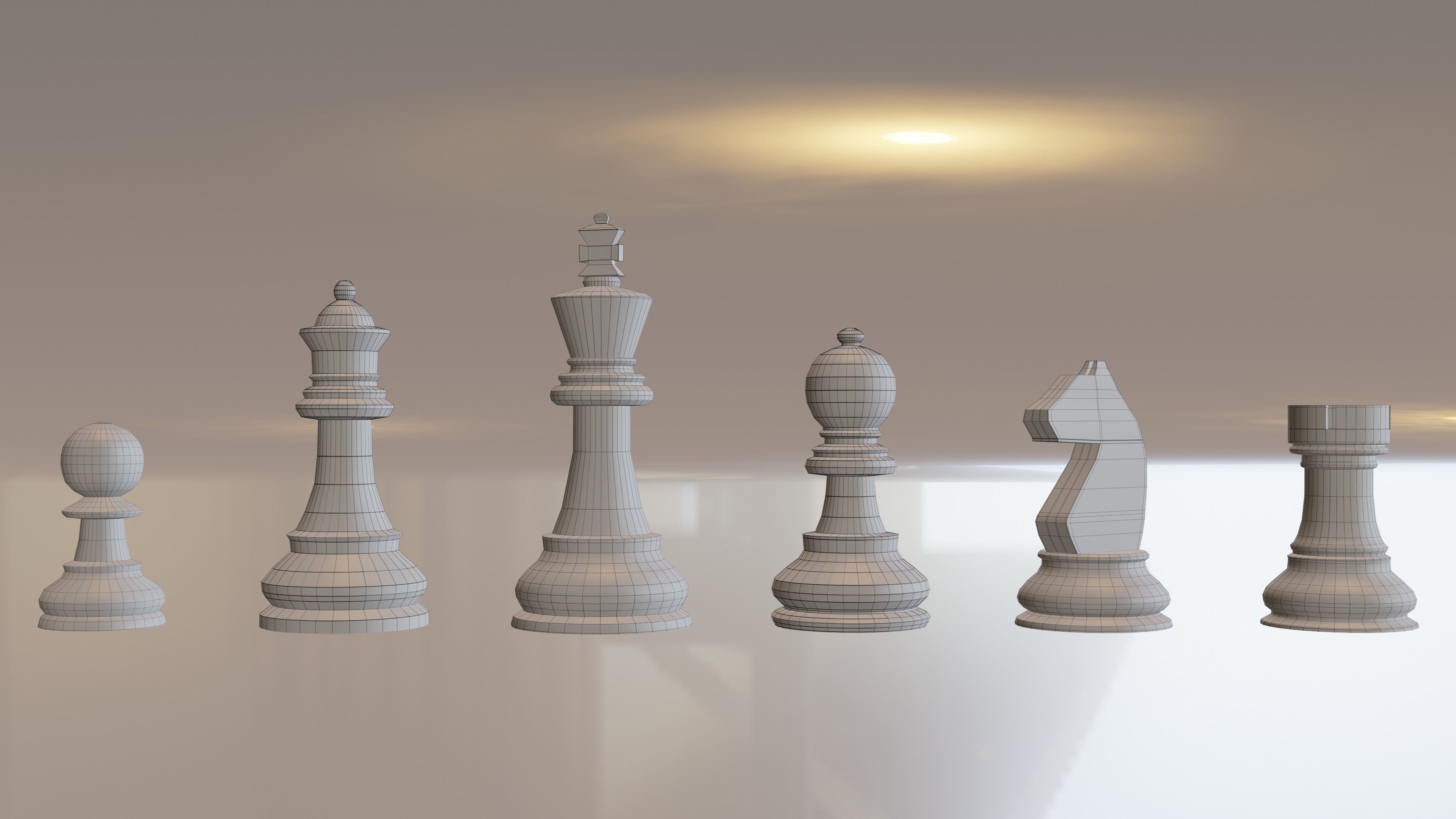 Chess Game Board and Pieces 3D model_2