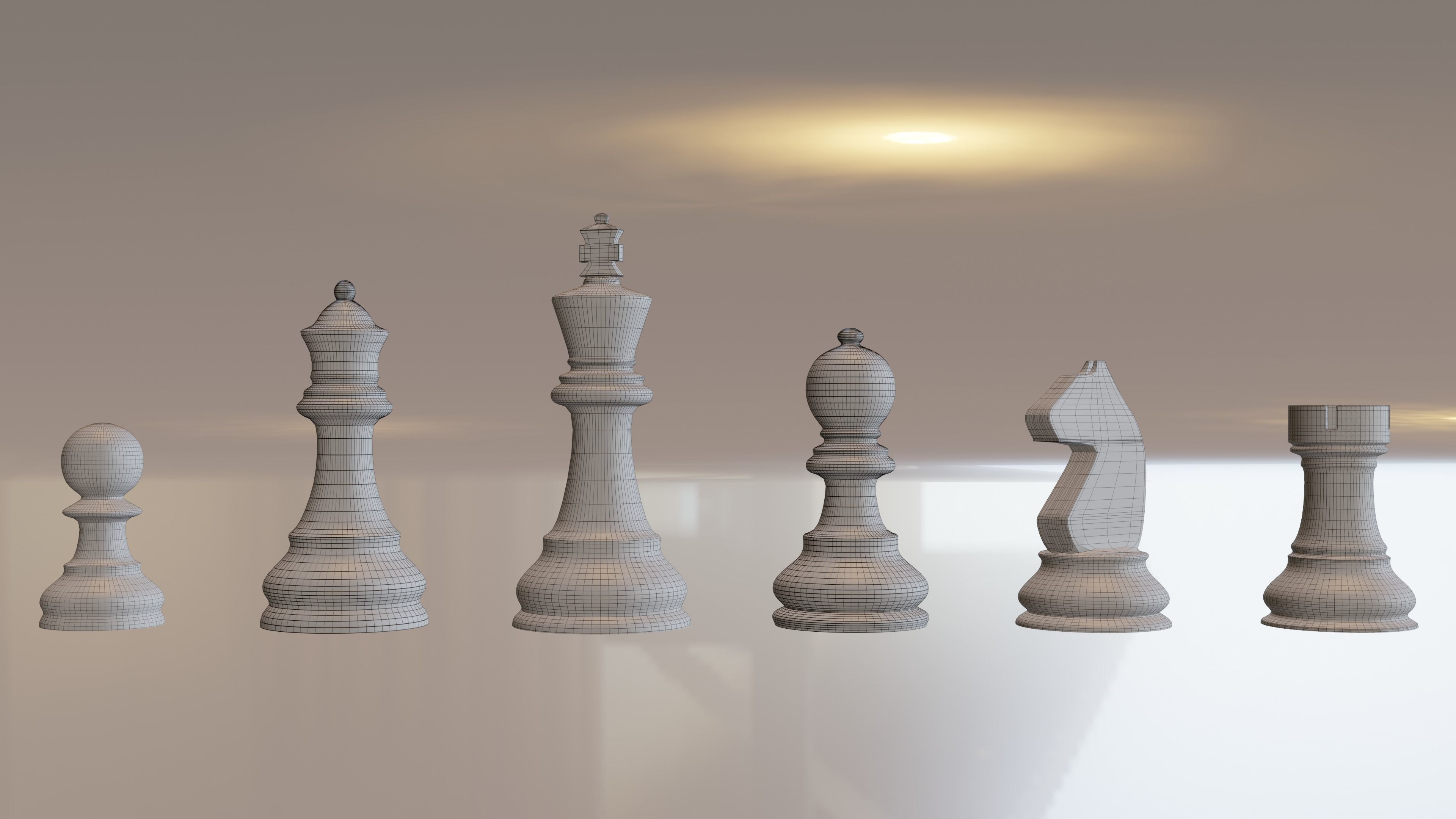 Chess Game Board and Pieces 3D model_3