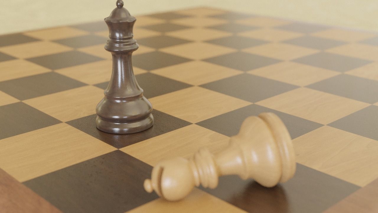 Chess Game Board and Pieces 3D model_1