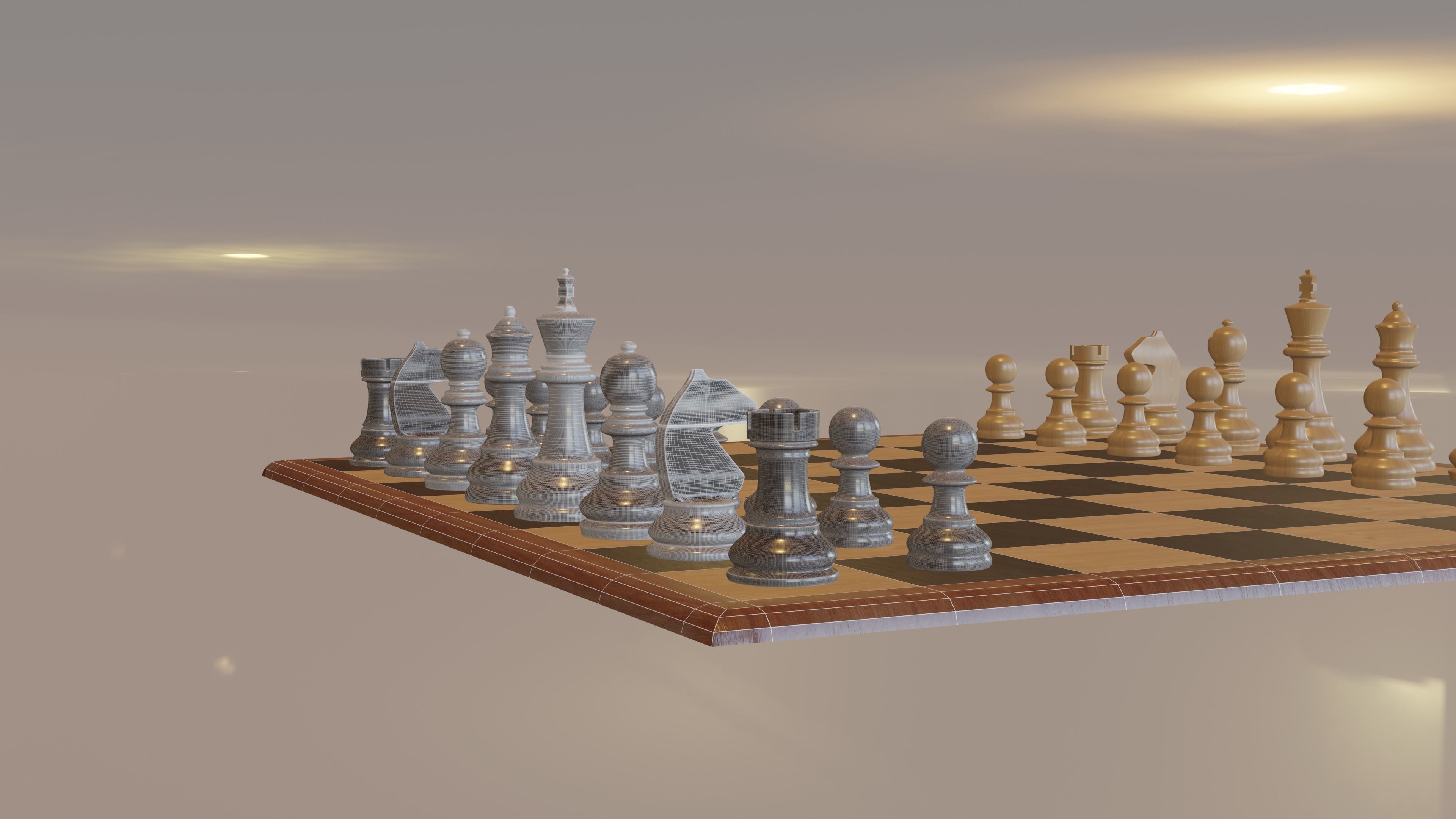 Chess Game Board and Pieces 3D model_5
