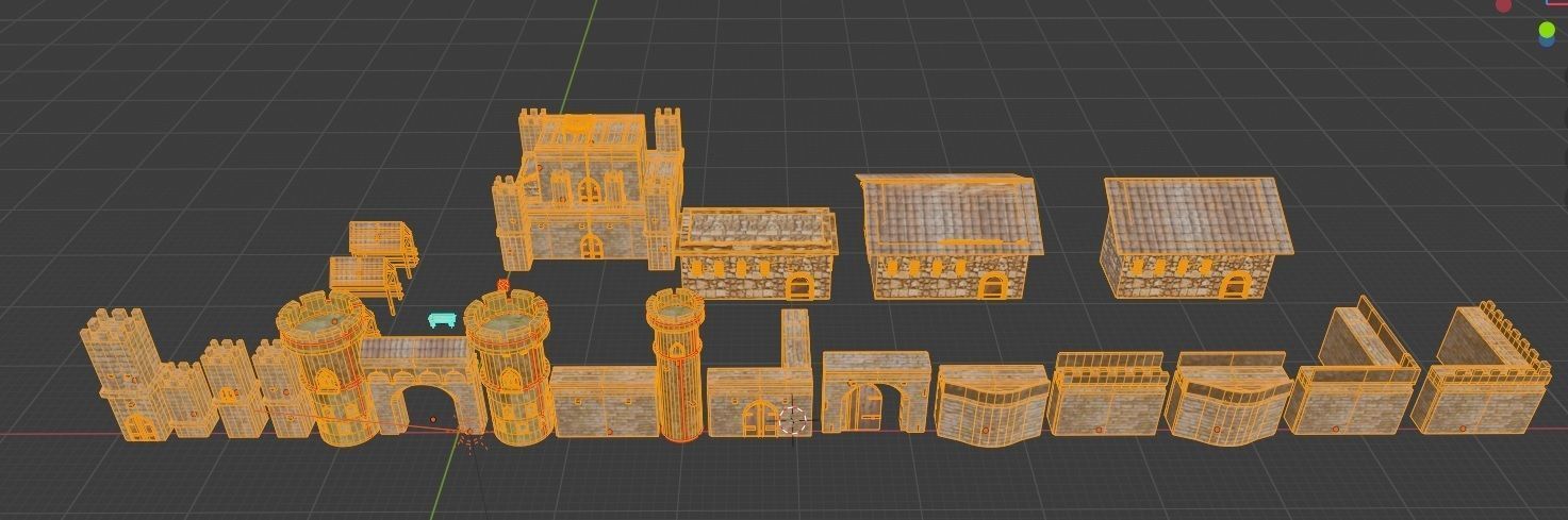 3D CASTLE LOW-POLY MODEL gate with two doors Low-poly 3D model_6