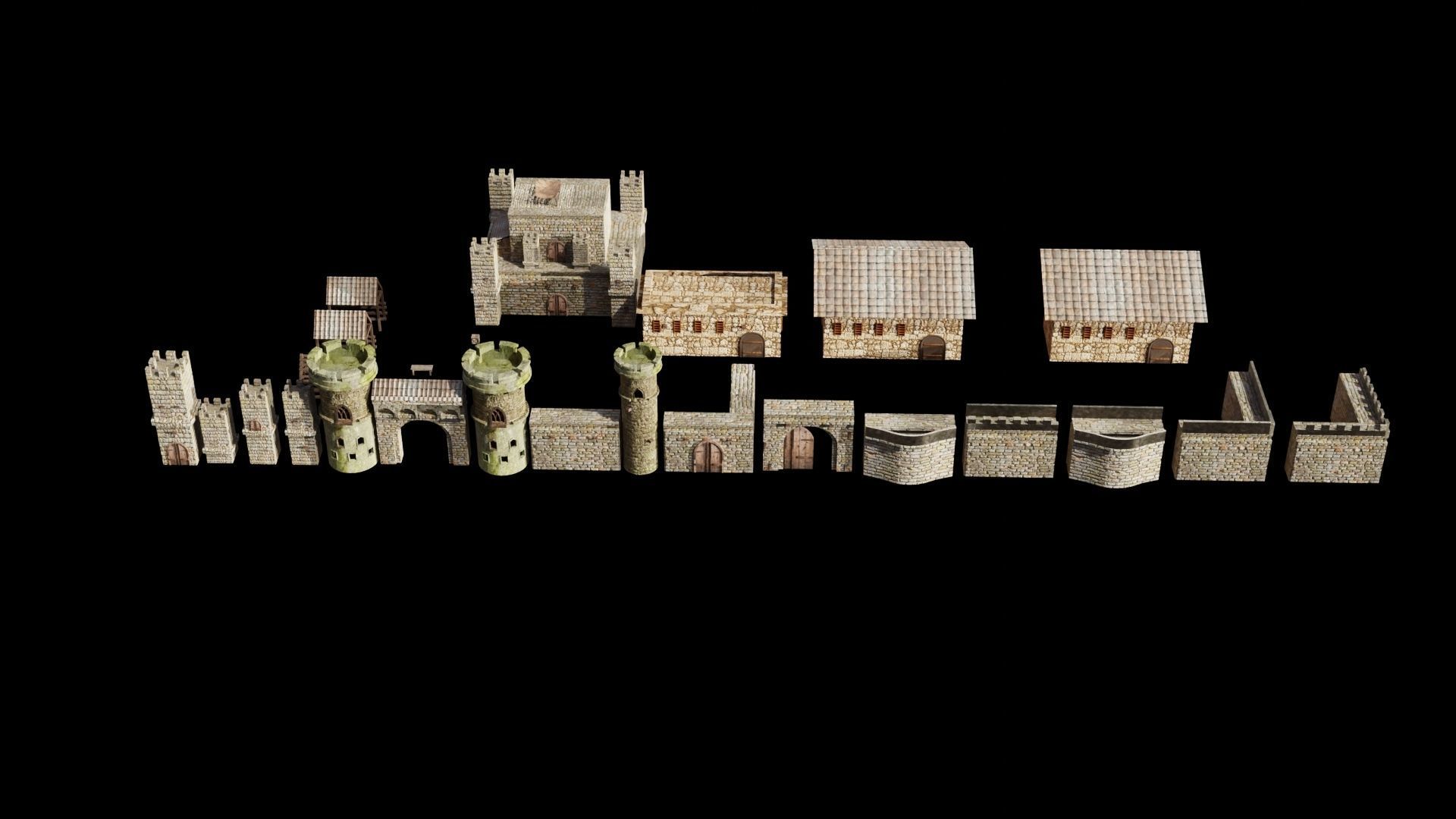 3D CASTLE LOW-POLY MODEL gate with two doors Low-poly 3D model_5