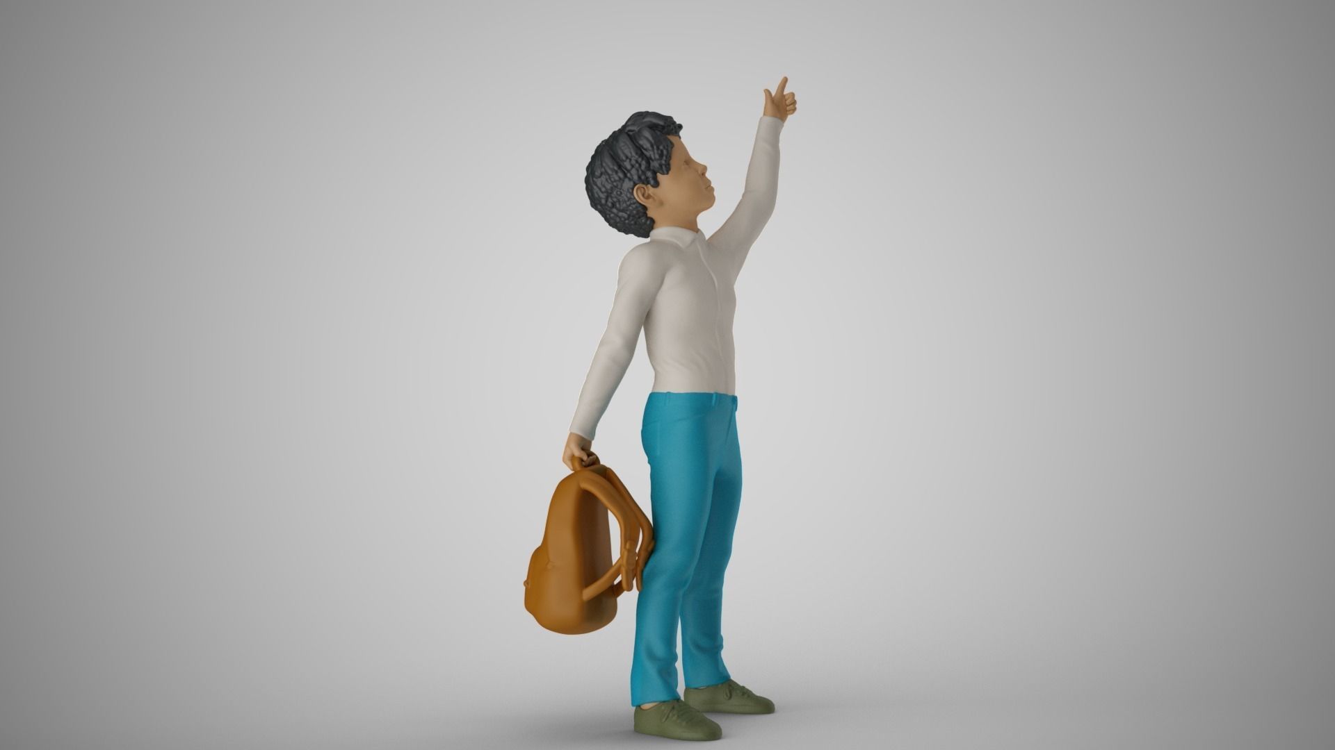 Little Boy Pointing to the Sky 3D print model_4