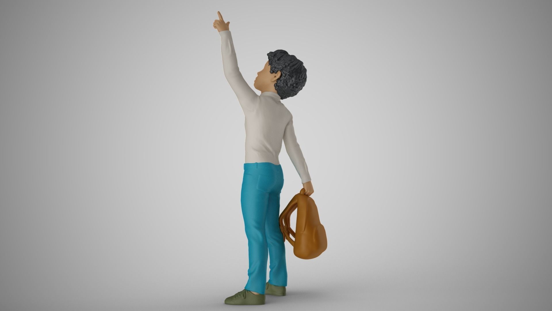 Little Boy Pointing to the Sky 3D print model_8