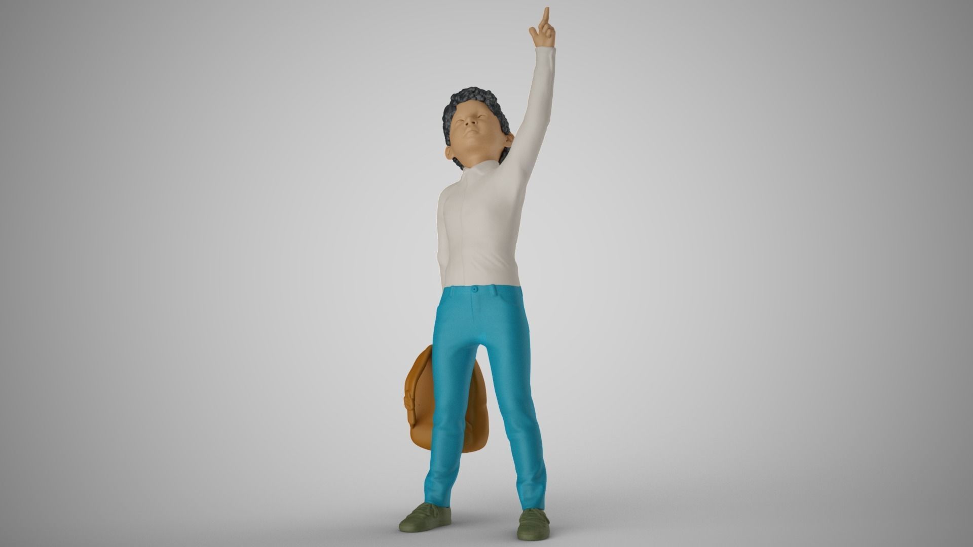 Little Boy Pointing to the Sky 3D print model_10