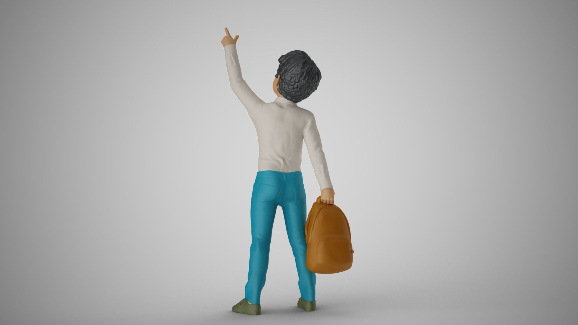 Little Boy Pointing to the Sky 3D print model_7