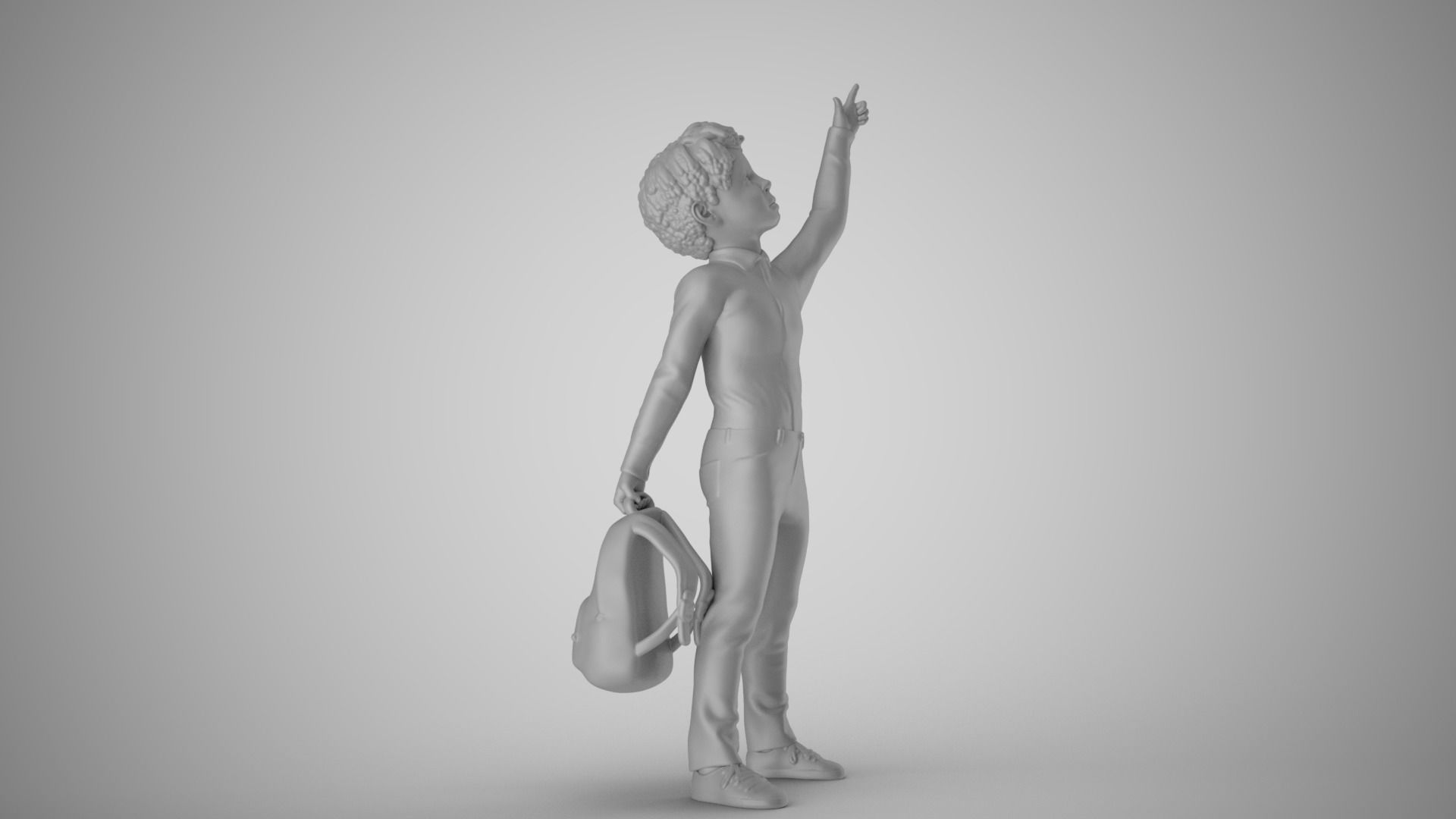 Little Boy Pointing to the Sky 3D print model_3