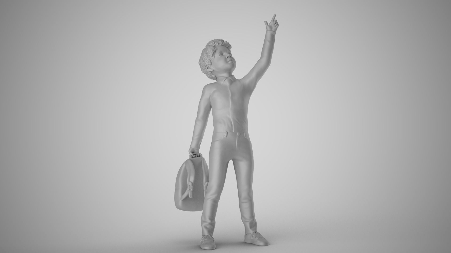 Little Boy Pointing to the Sky 3D print model_2
