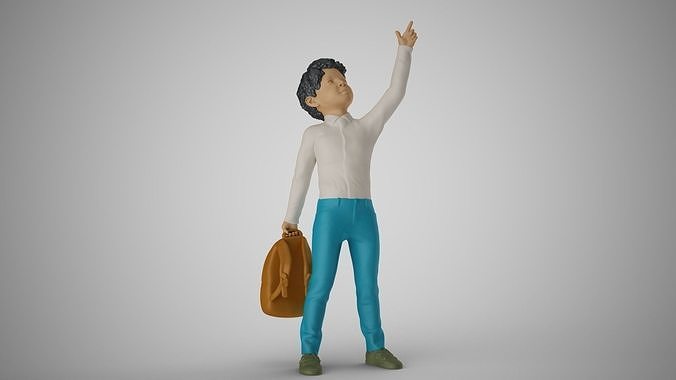 Little Boy Pointing to the Sky 3D print model