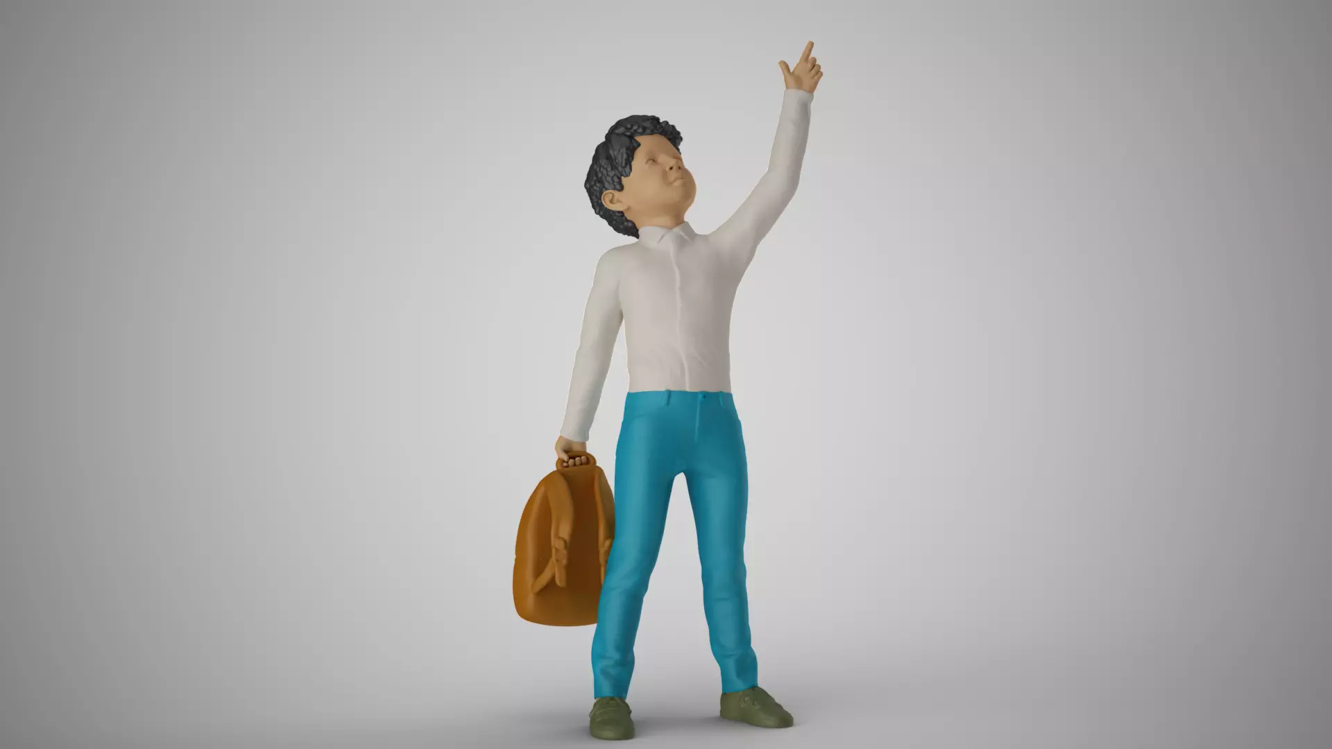 Little Boy Pointing to the Sky 3D print model_0