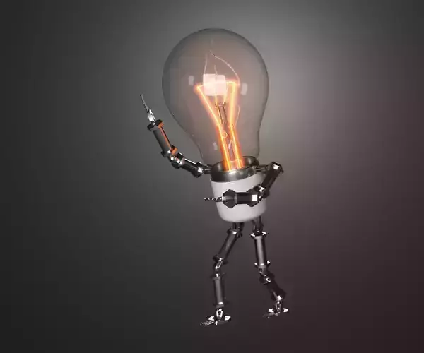 Light Bulb Robot Rigged 3D model