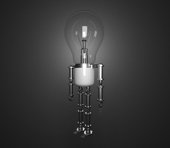Light Bulb Robot Rigged 3D model