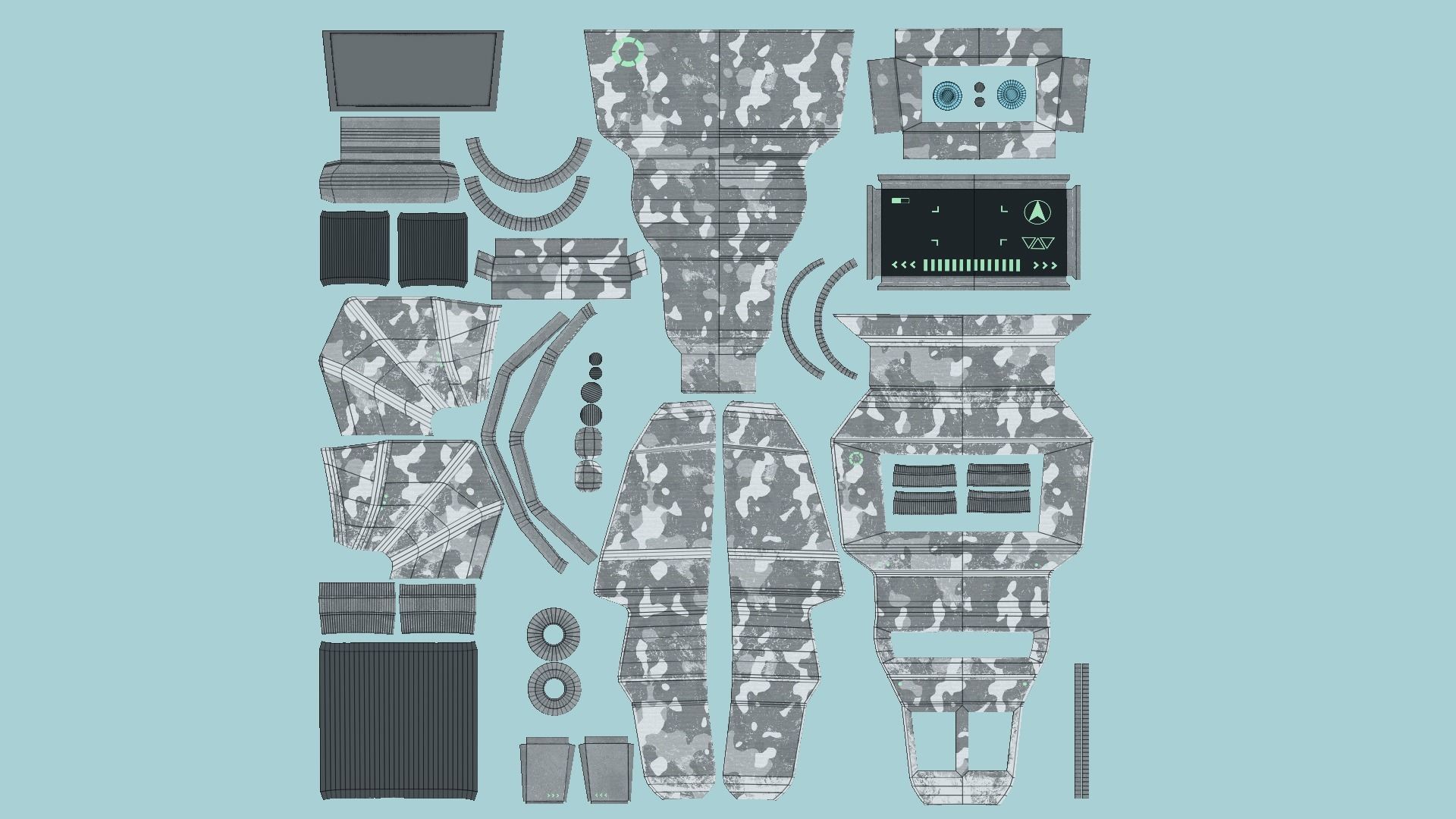 SciFi Backpack 01 Military - Character Fashion Design Low-poly 3D model_6