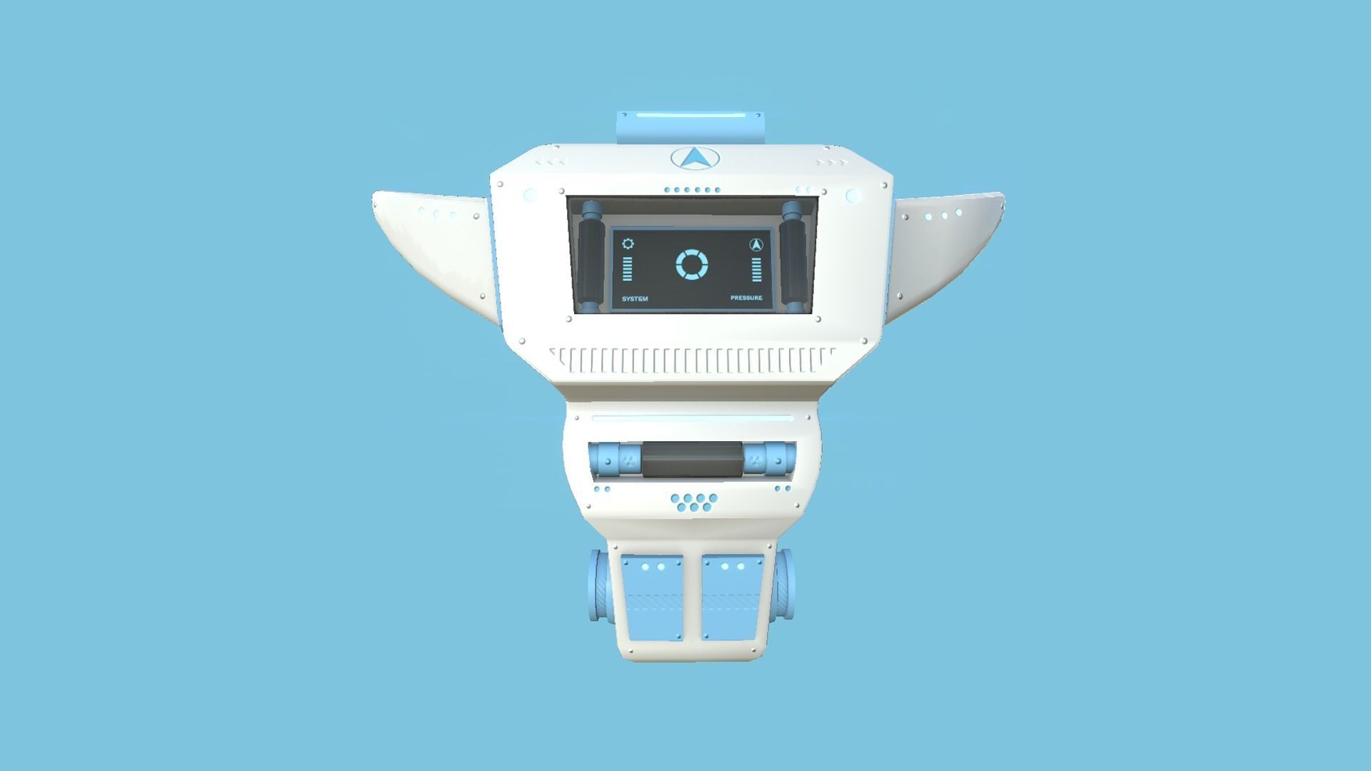 SciFi Backpack 02 White Blue - Character Fashion Design Low-poly 3D model_1