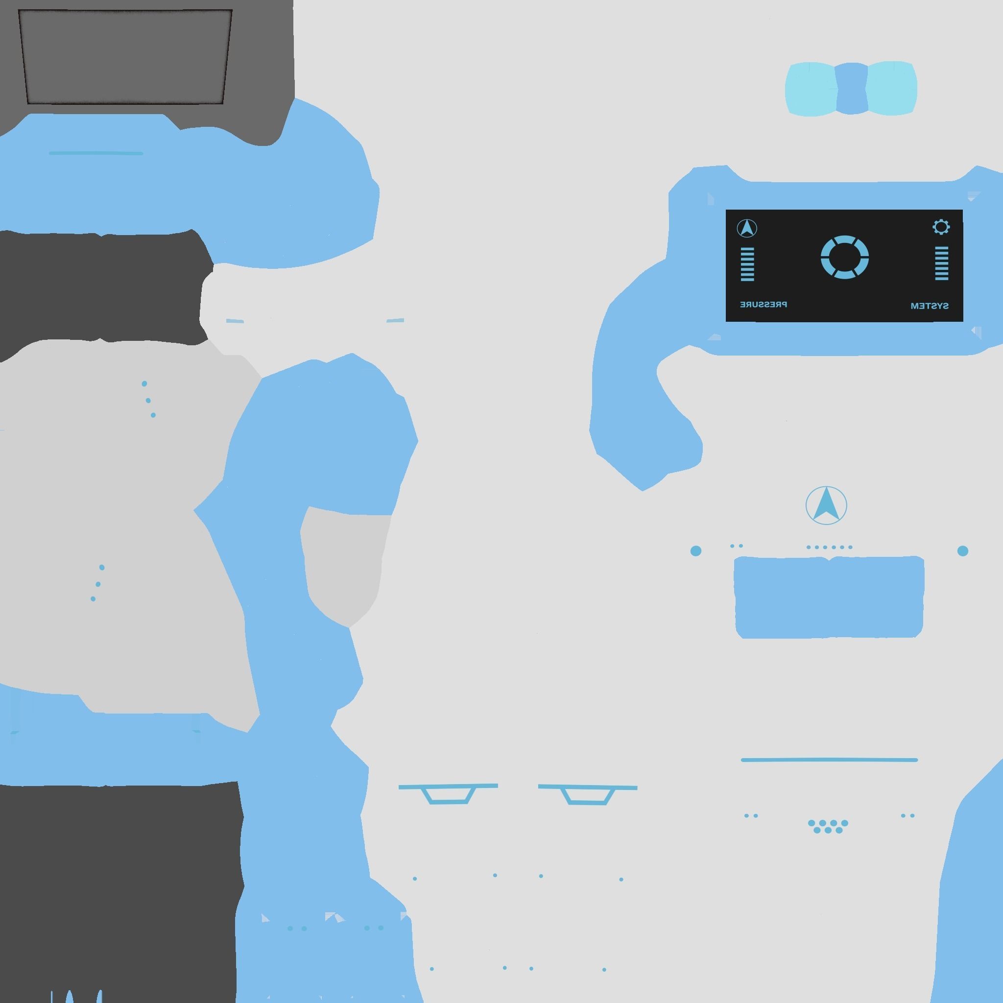 SciFi Backpack 02 White Blue - Character Fashion Design Low-poly 3D model_19