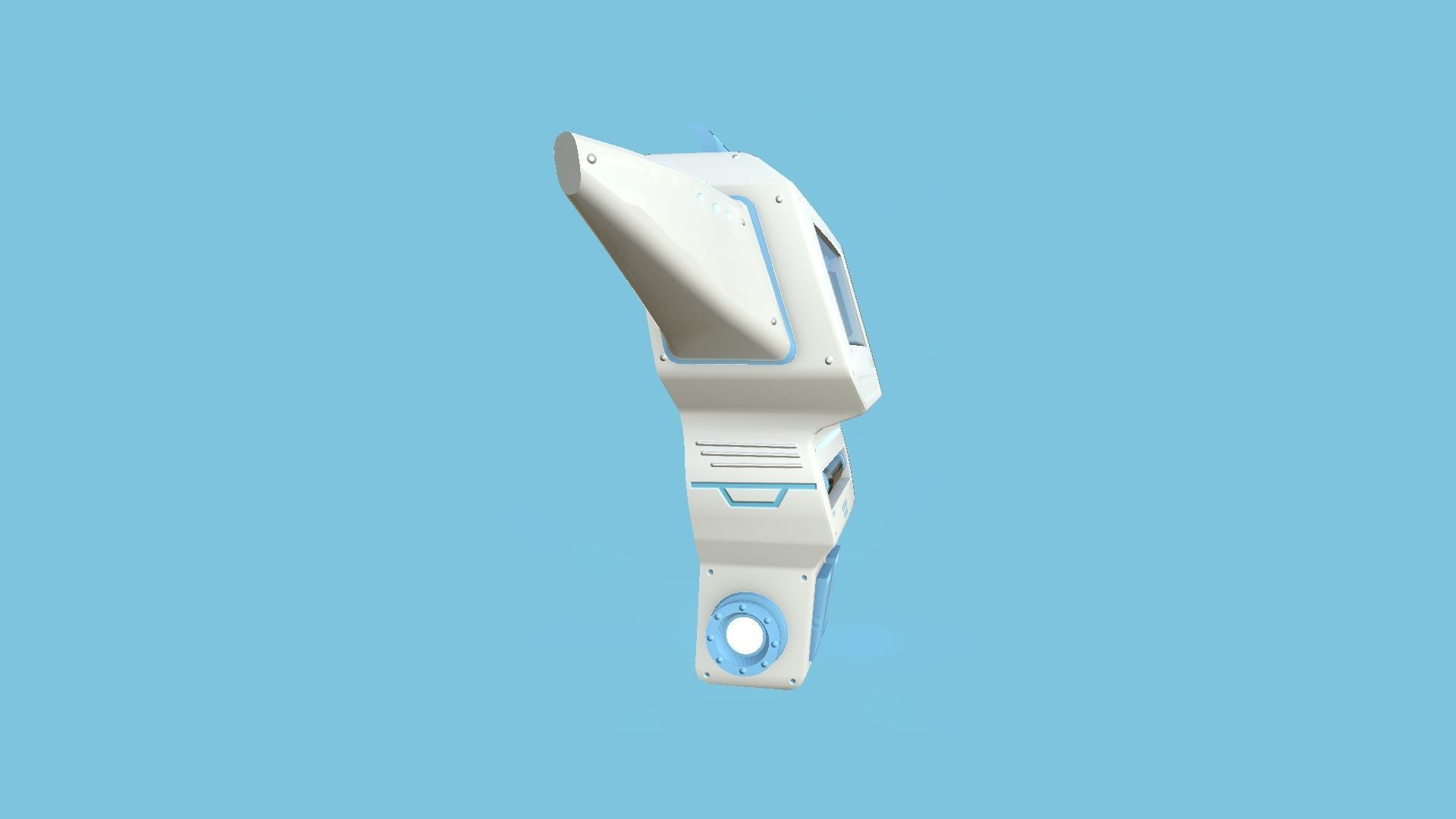 SciFi Backpack 02 White Blue - Character Fashion Design Low-poly 3D model_3
