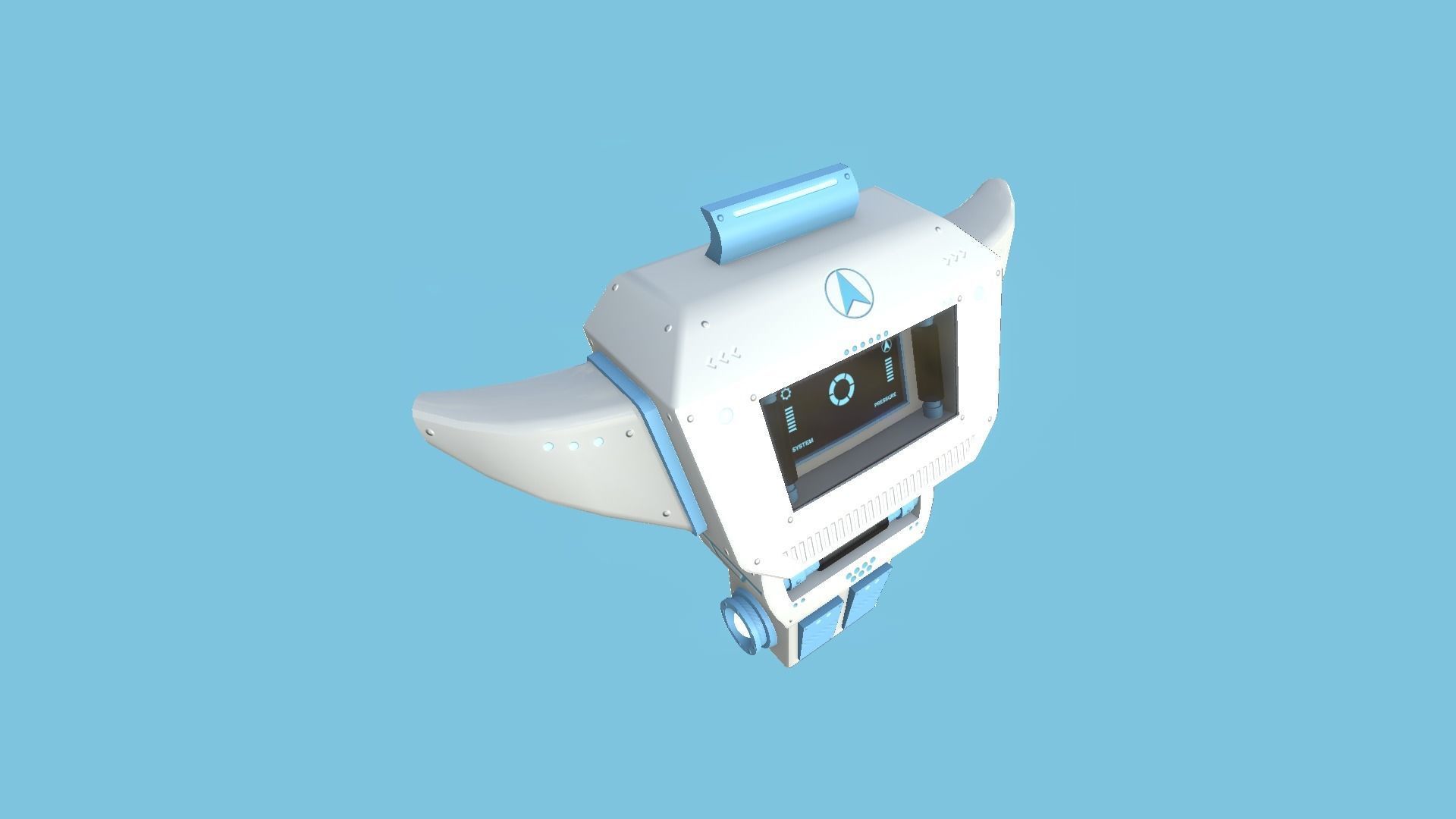 SciFi Backpack 02 White Blue - Character Fashion Design Low-poly 3D model_2
