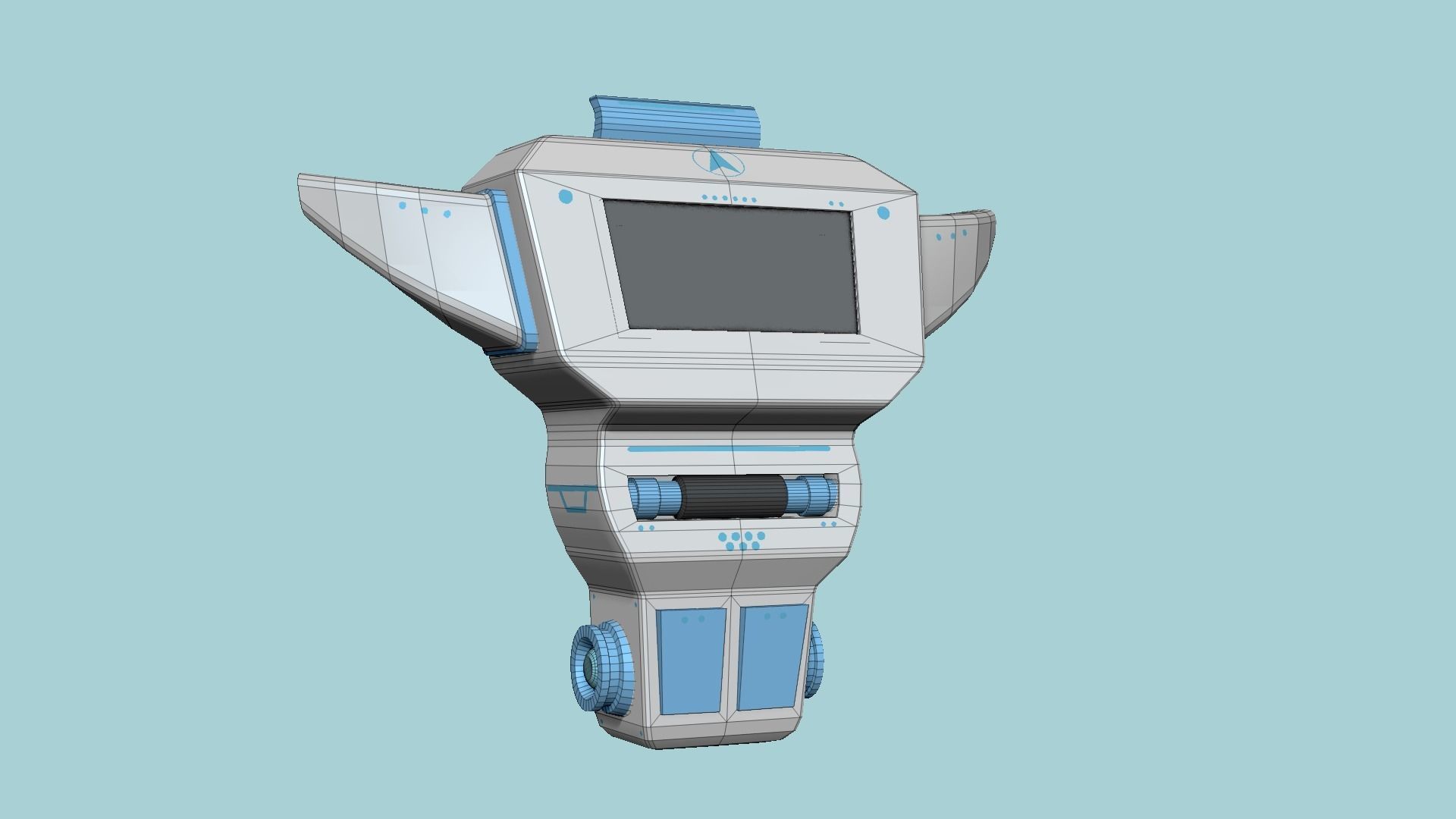 SciFi Backpack 02 White Blue - Character Fashion Design Low-poly 3D model_12