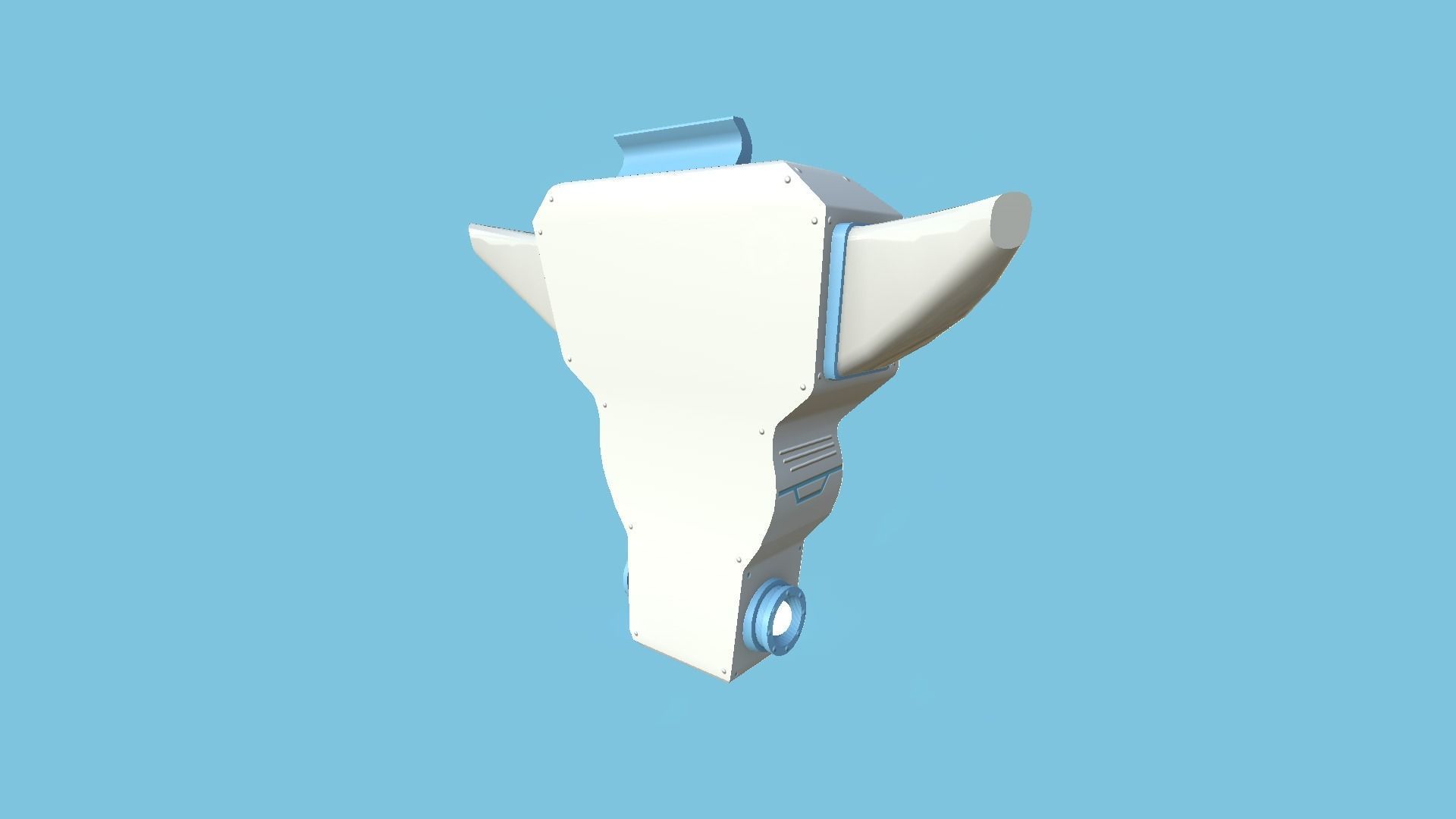 SciFi Backpack 02 White Blue - Character Fashion Design Low-poly 3D model_4