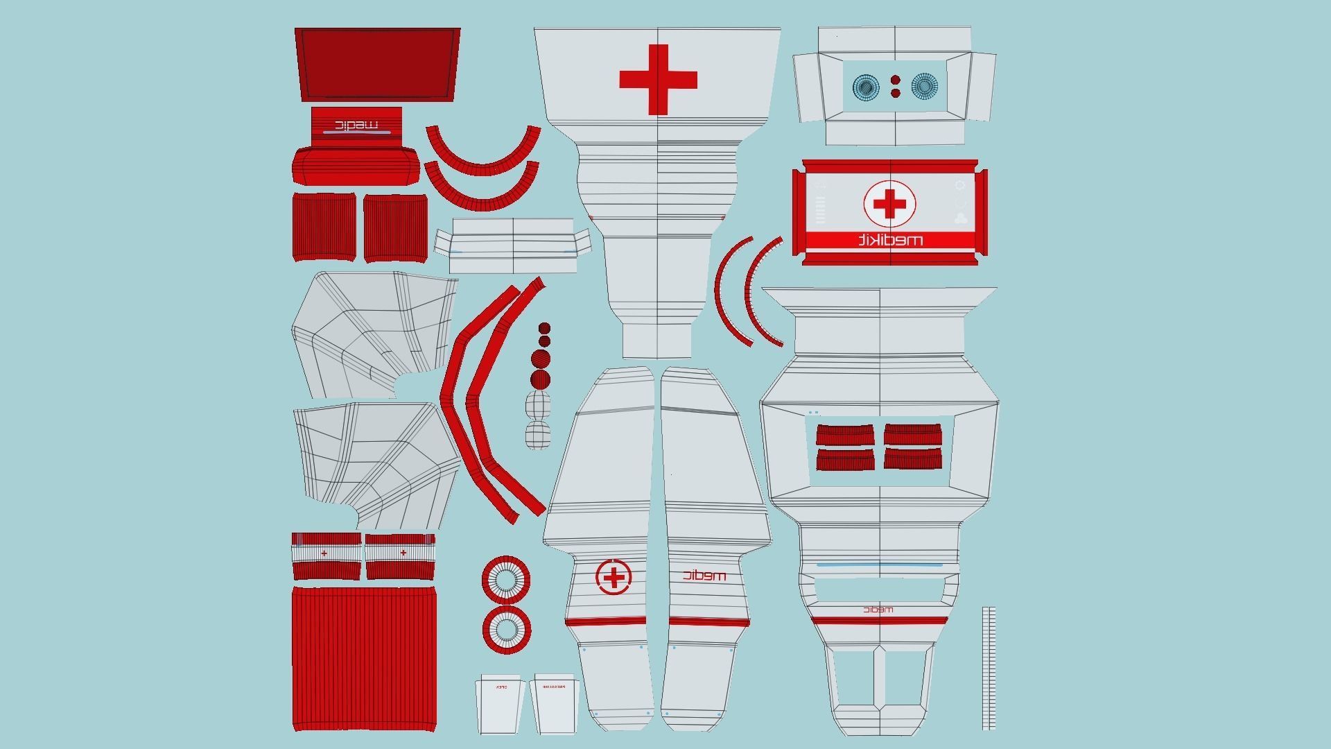 SciFi Backpack 03 Medic - Character Fashion Design Low-poly 3D model_5