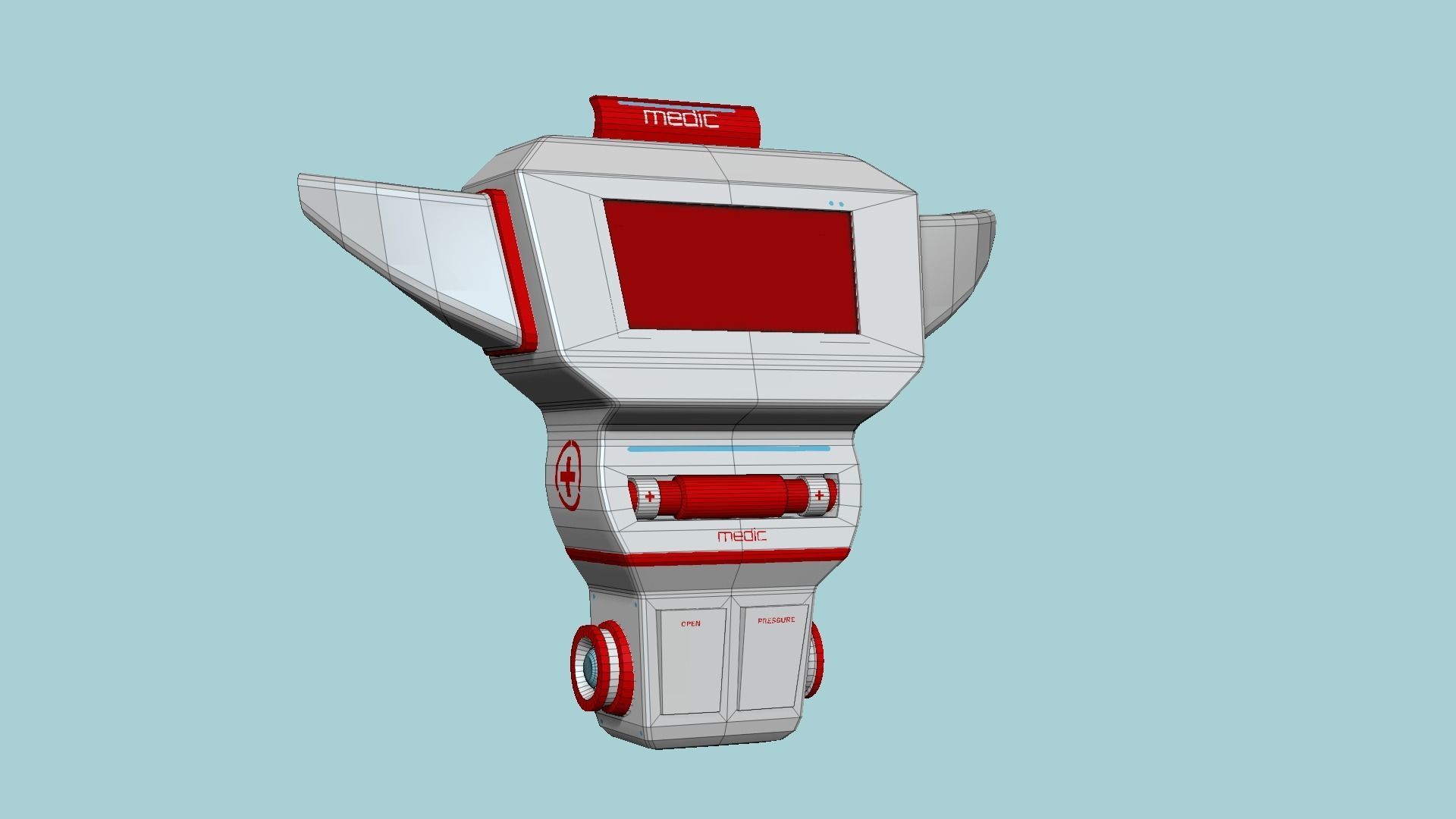 SciFi Backpack 03 Medic - Character Fashion Design Low-poly 3D model_6