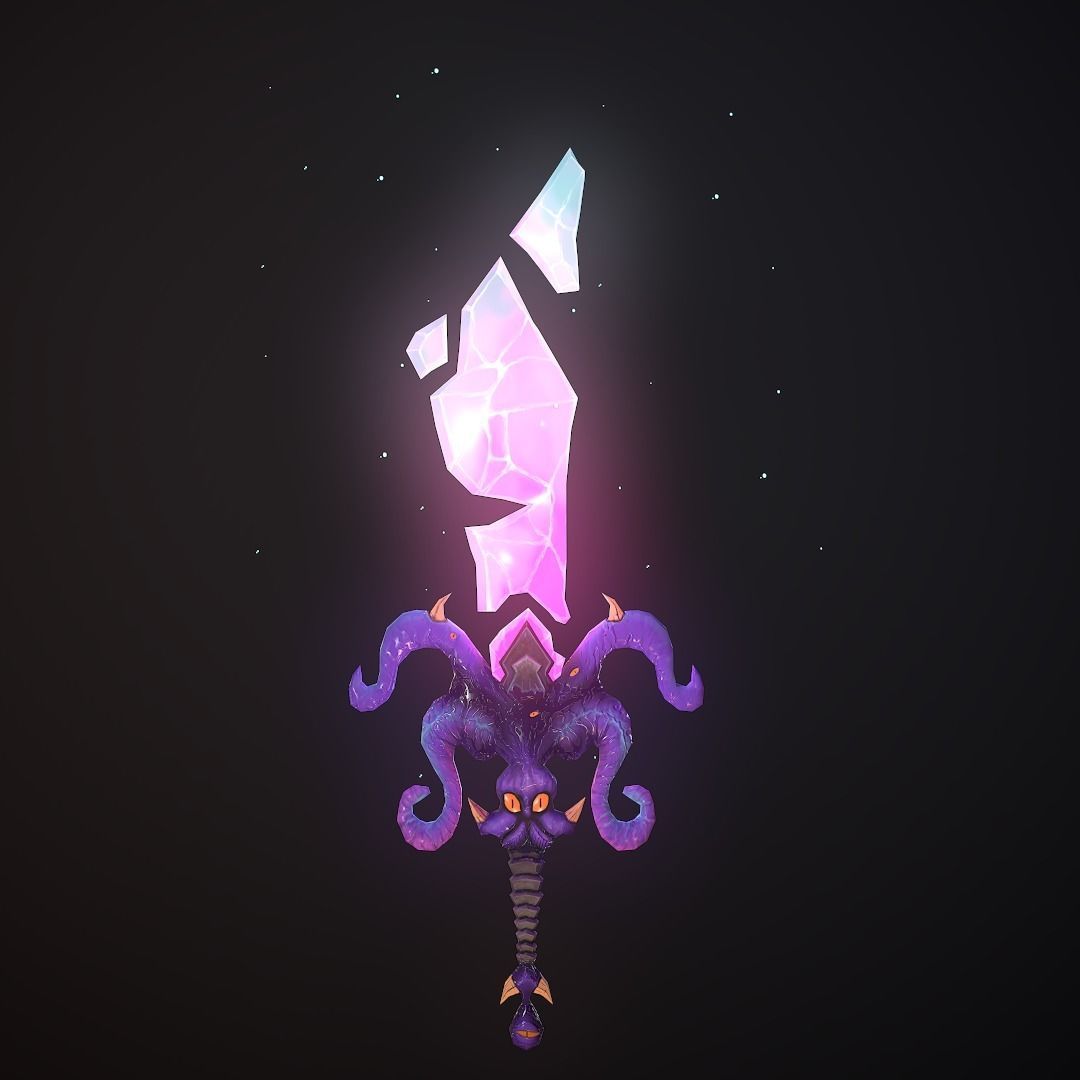 Hand Painted Octopus Chaos Sword Low-poly 3D model_1