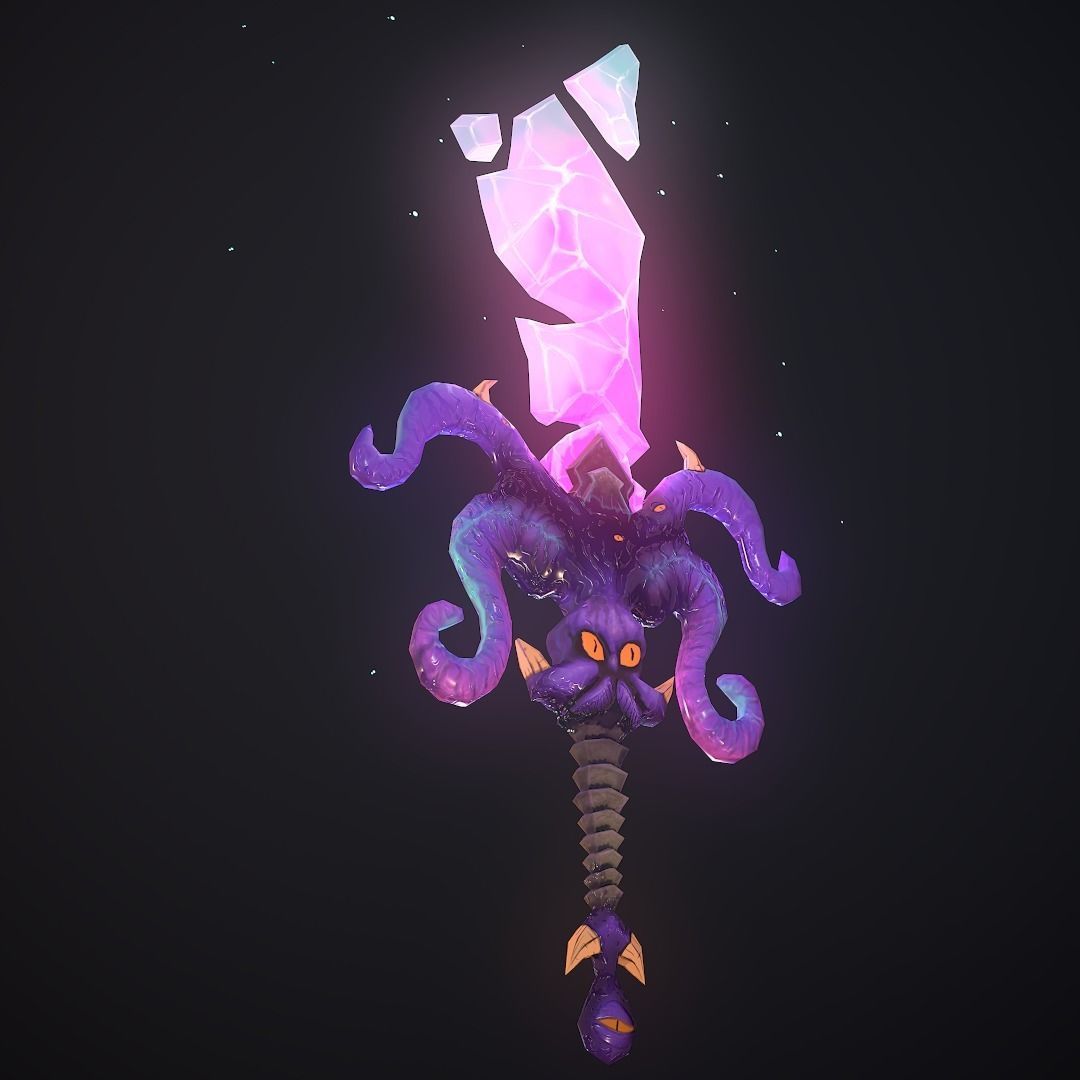 Hand Painted Octopus Chaos Sword Low-poly 3D model_2